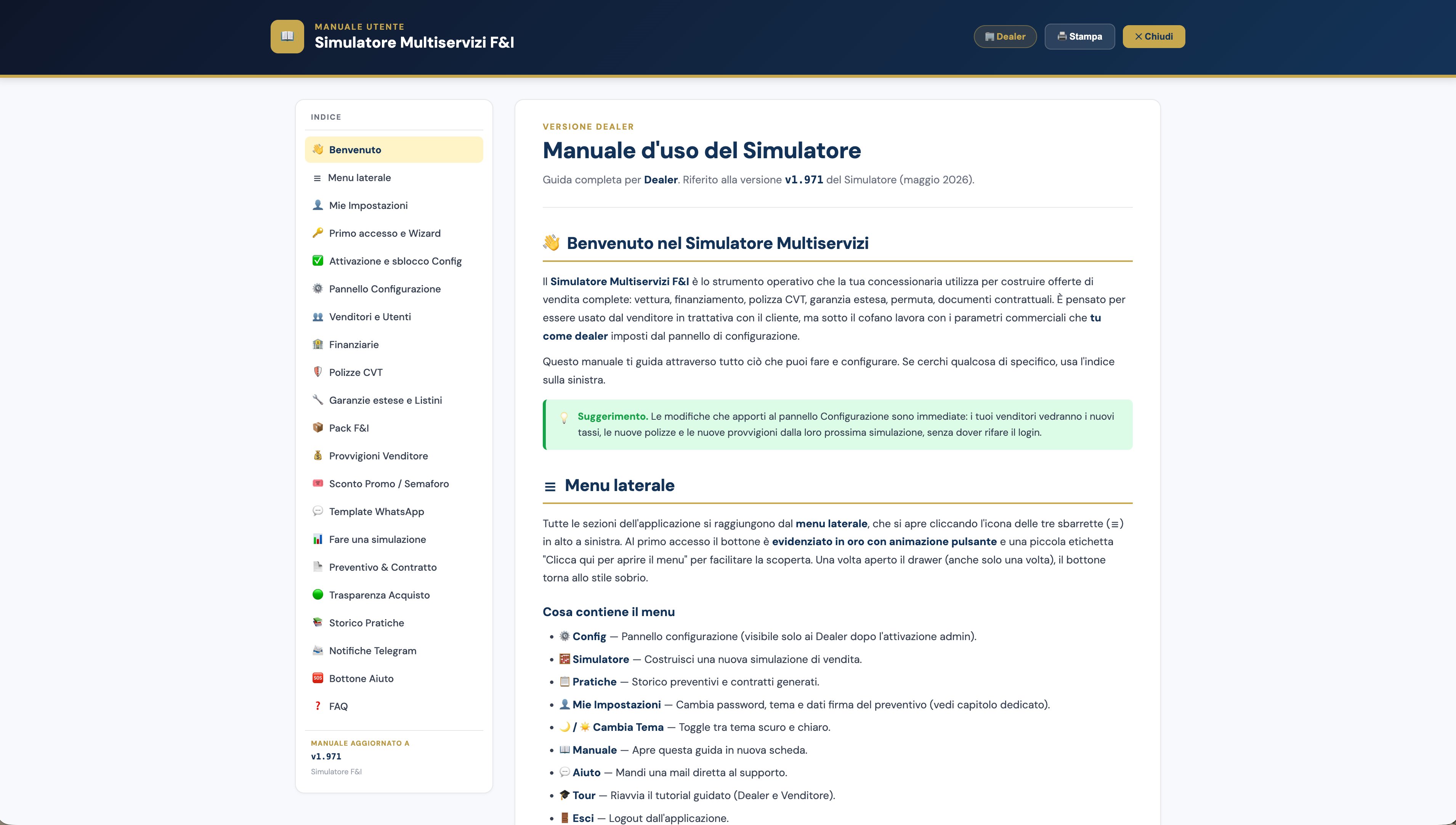 Manuale utente del simulatore